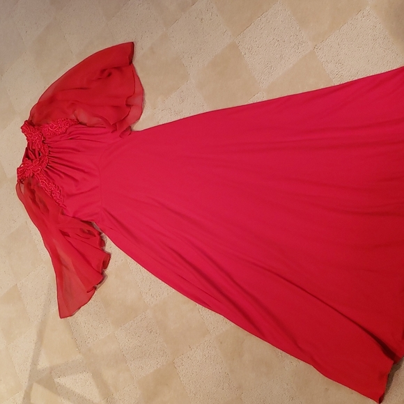 Vintage Red Mock Halter Dress, Sz S - Picture 7 of 16